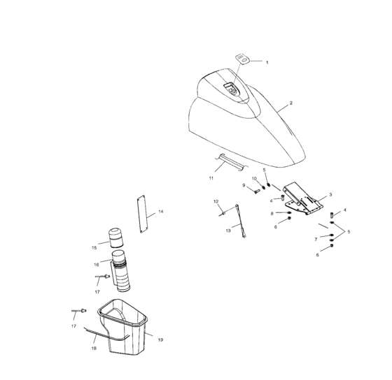 Схема узла Front Storage Compartment (W025297D/W025297I) Для Polaris Int\'l Freedom