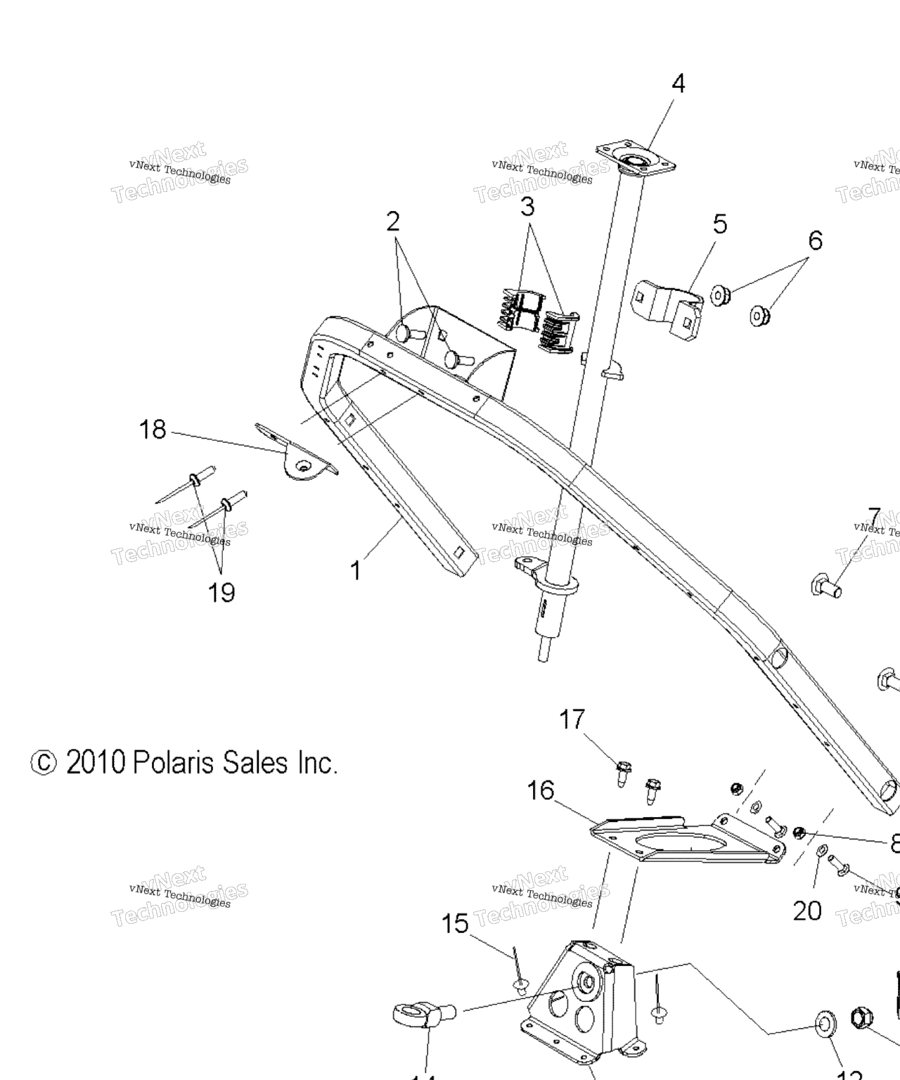 Схема узла Steering, Steering Post Asm. & Steering Hoop
