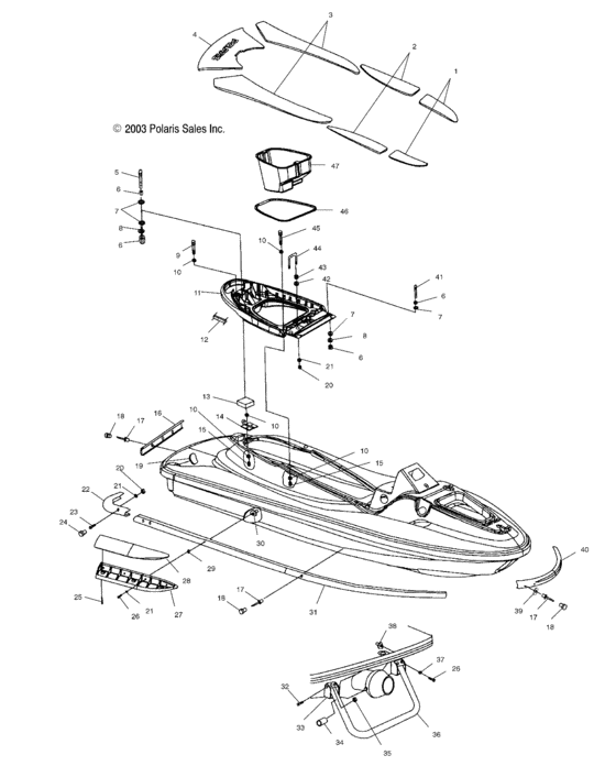 Схема узла Hull And Body (W045098Ca/Ia) Для Polaris Genesis I