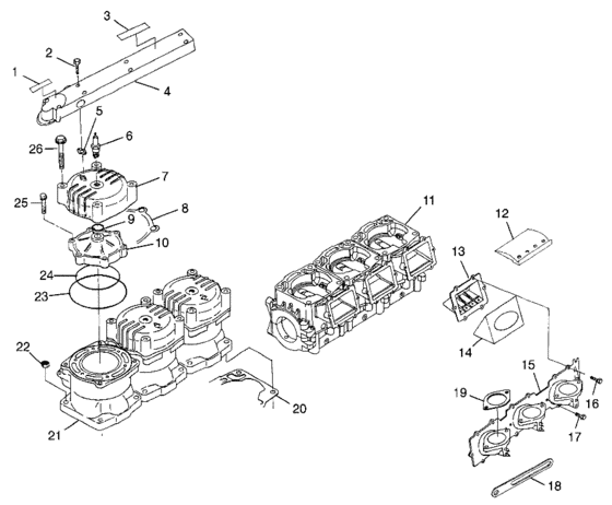 Схема узла Cylinder & Manifold (Sltx B974590 And Intl. Sltx I974590) Для Polaris Sltx