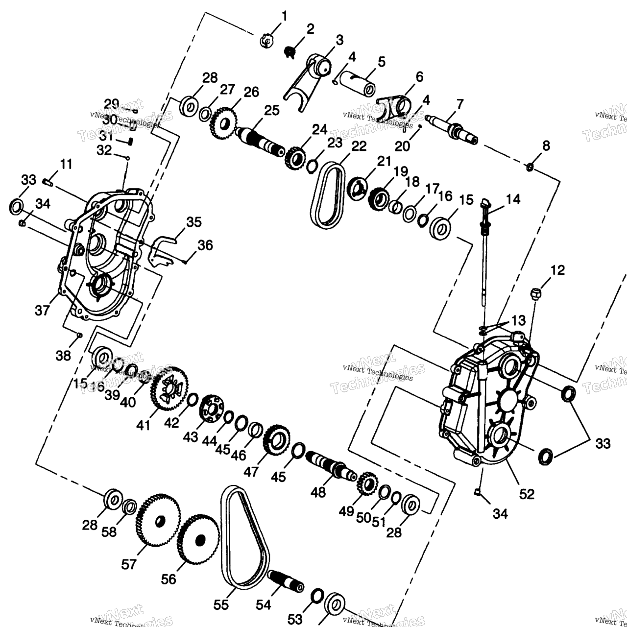 Схема узла Корпуса Редуктора Widetrak Lx 0982065 & European Widetrak Lx