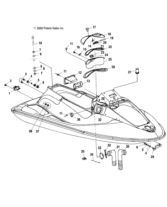 Схема узла Hull And Body (W004999D) Для Polaris Pro 1200