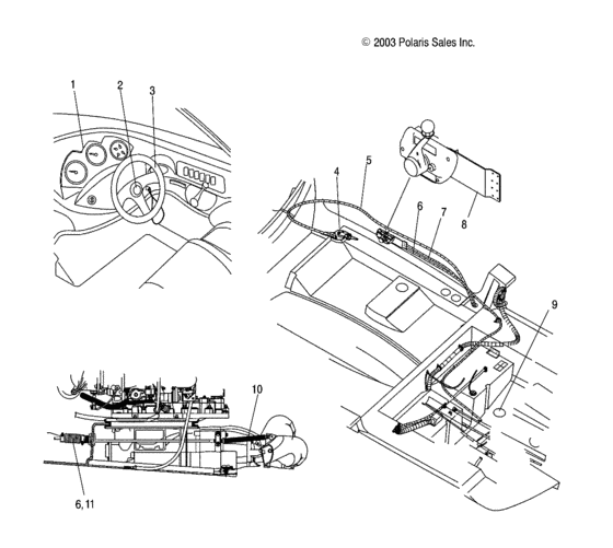 Схема узла Steering-Controls  Для Polaris Sport Boat Ex/Le2100