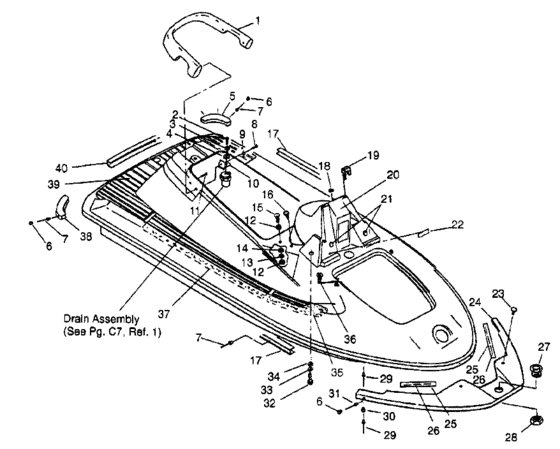 Схема узла Hull And Body Assembly (Sl 650 B954058) Для Polaris Sl 650