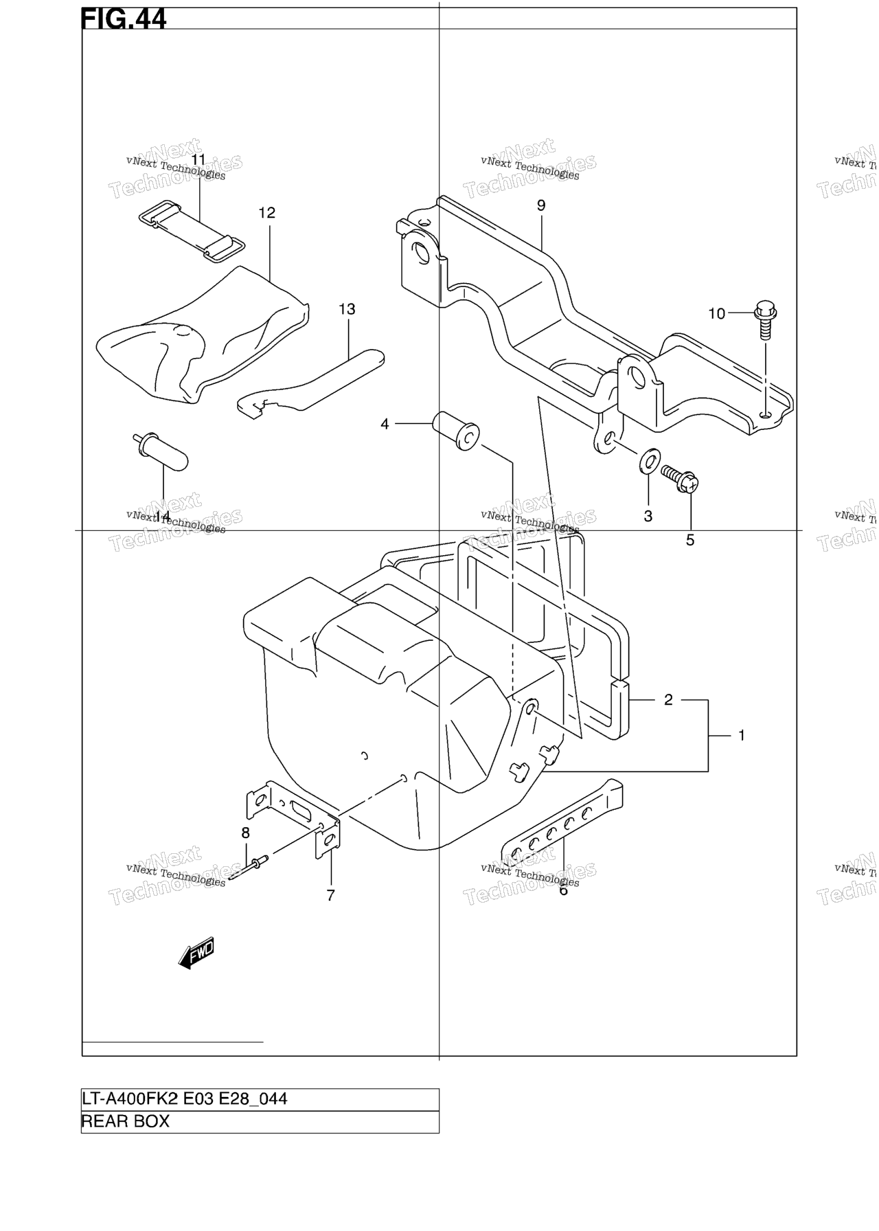 Схема узла Задний Ящик