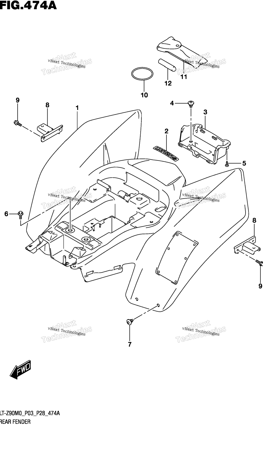 Схема узла Задний Крыло