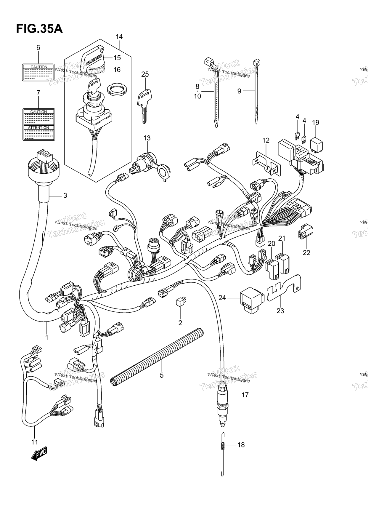 Схема узла Wiring Harness (Model K6/K7 F.no.5Saap41A 67110001%)