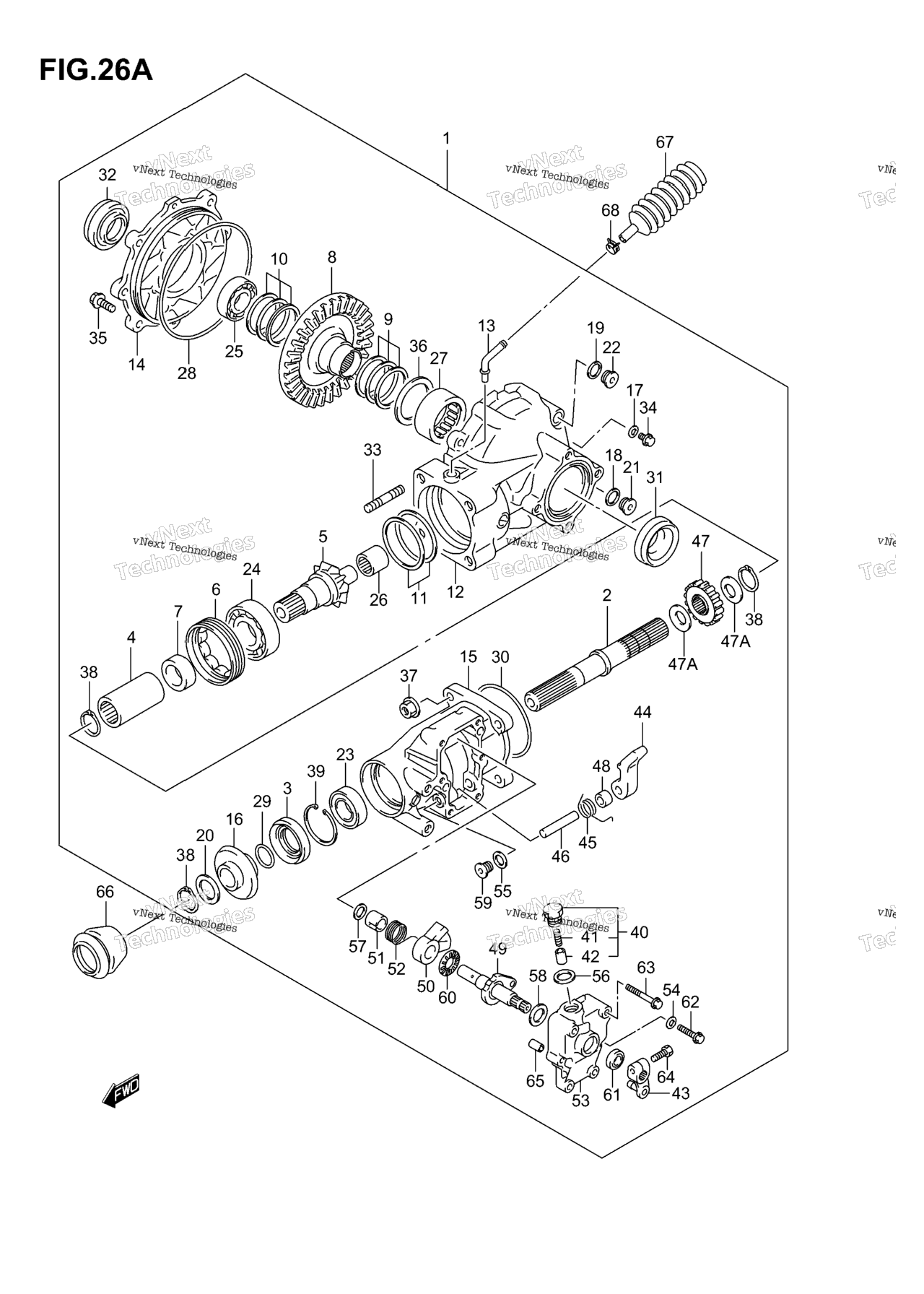 Схема узла Финальная Коническая Шестерня (Задняя)(Модель K5/K6/K7)