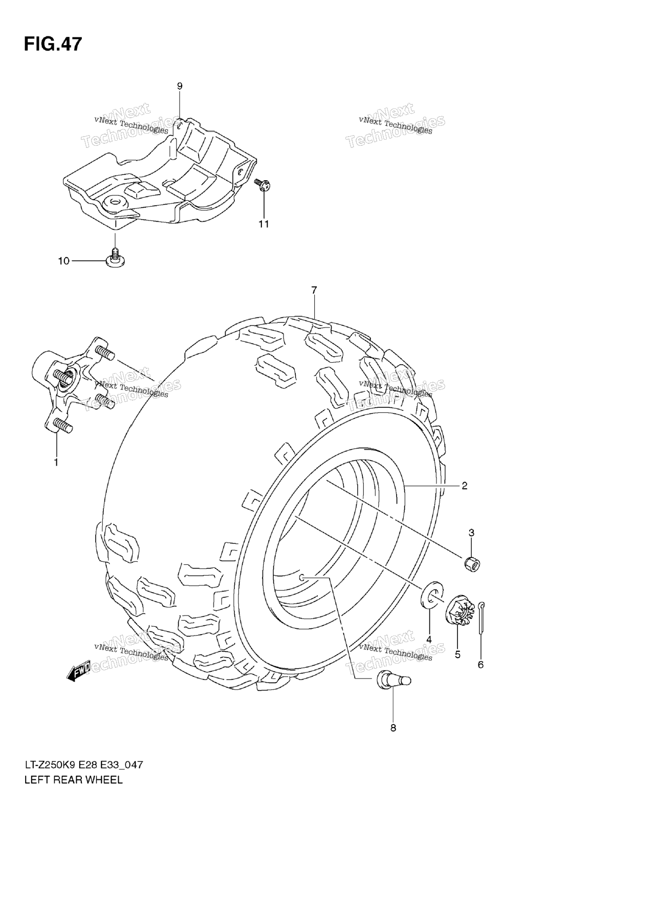 Схема узла Левое Заднее Колесо