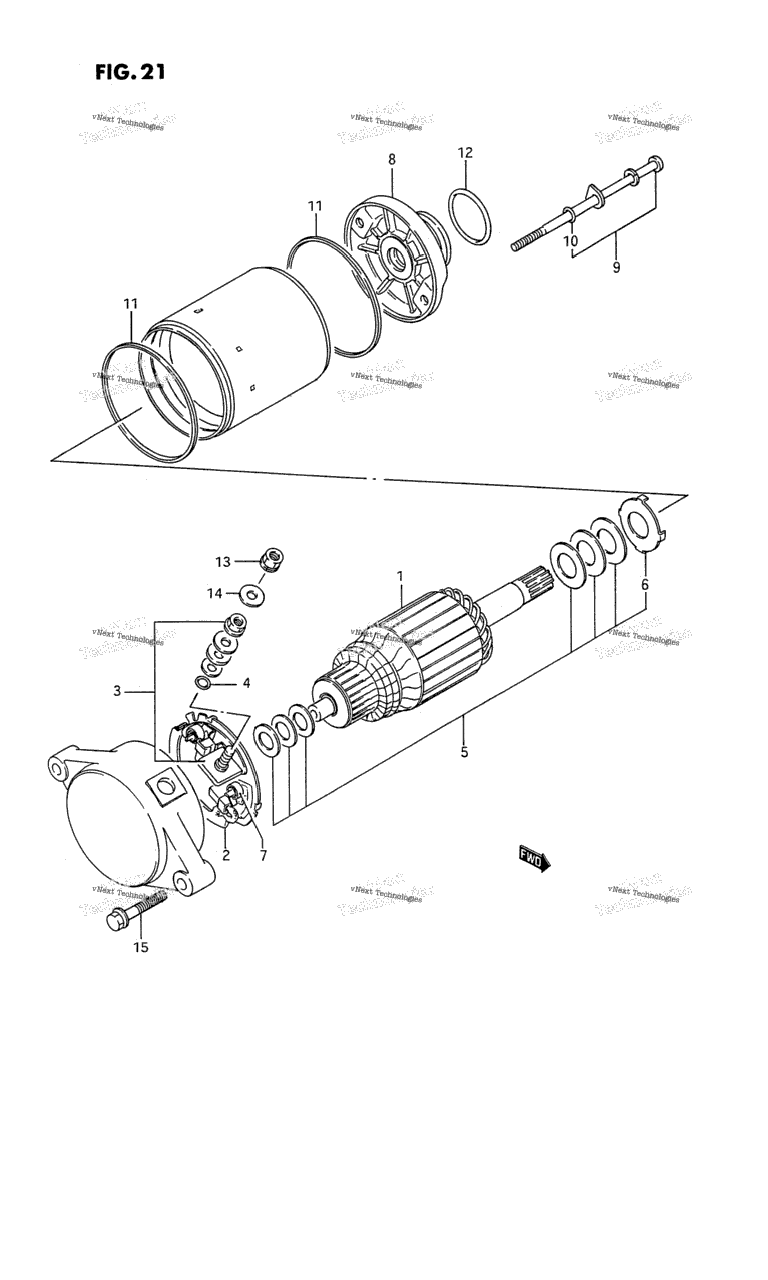 Схема узла Starting Motor (%E.no.125080)