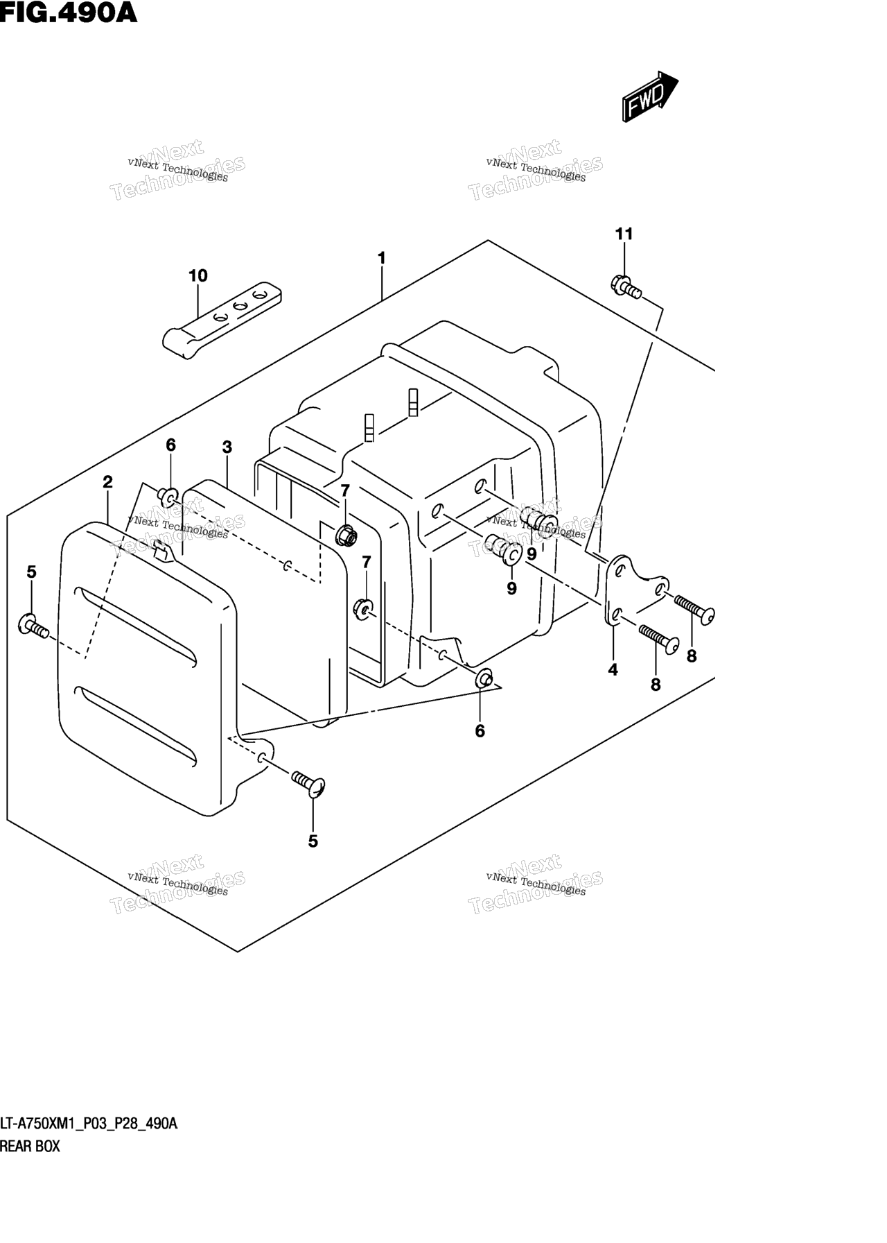 Схема узла Задний Ящик