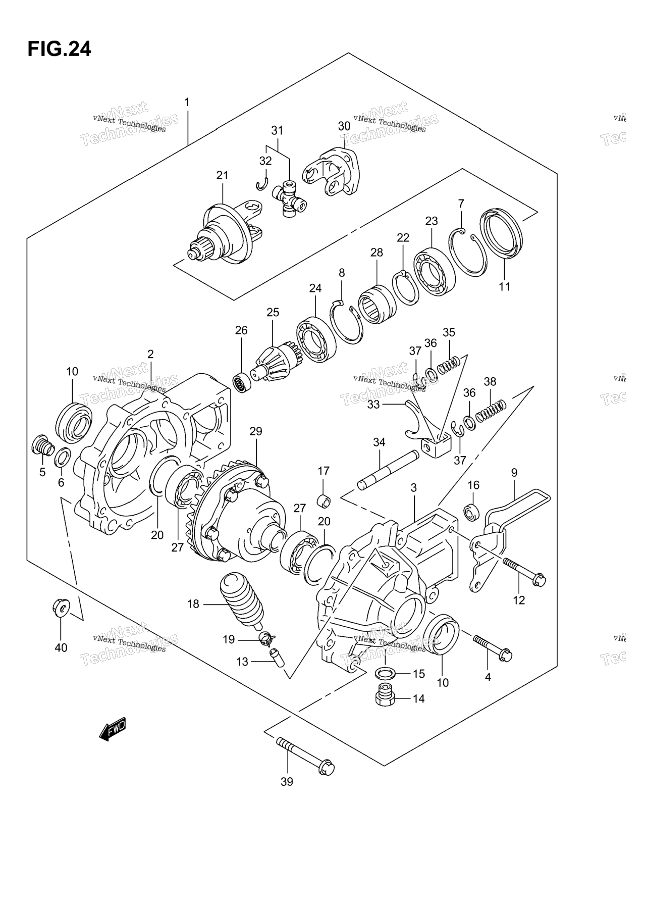 Схема узла Final Bevel Gear (Front)(Model K3/K4,%F.no.5Saak46K3X102000)