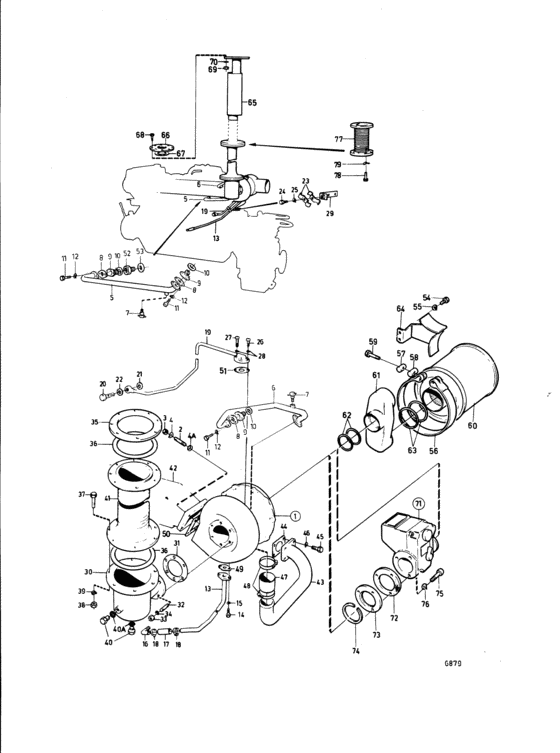 Схема узла Induction And Exhaust System: A Для Volvo Penta Td121Chc