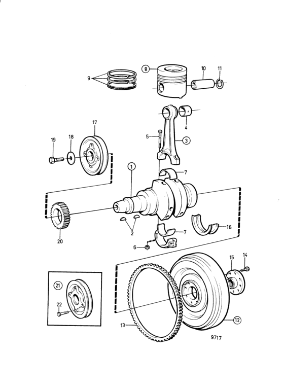 Схема узла Crankshaft And Related Parts Для Volvo Penta 2001