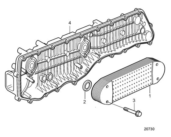 Схема узла Масляный Охладитель Для Volvo Penta D9A2B D9-575