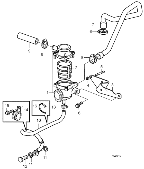 Схема узла Crankcase Ventilation Для Volvo Penta D3-220A-D
