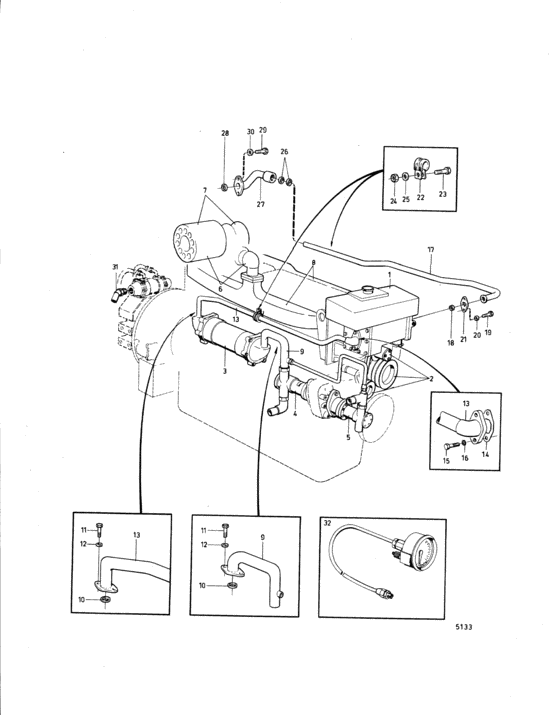 Схема узла Cooling System With Plate Heat Exch., Induction And Exh. Manifold: A Для Volvo Penta Md70C