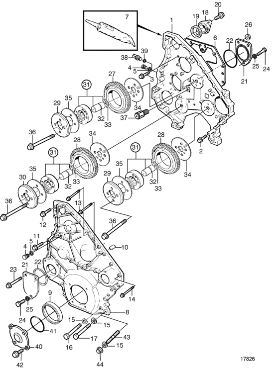 Схема узла Timing Gear Casing And Gears Для Volvo Penta Tamd162C-B