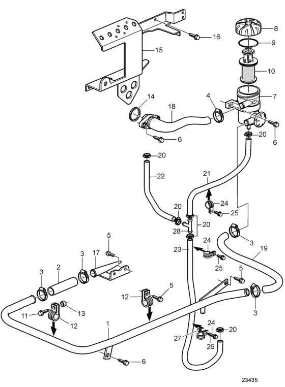 Схема узла Crankcase Ventilation Для Volvo Penta D9A2B 425