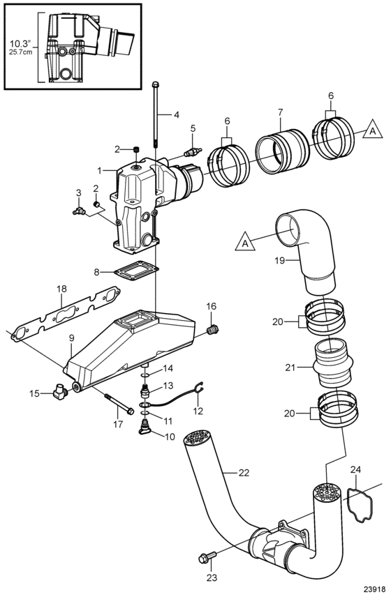 Схема узла Выхлоп Для Volvo Penta 5.7Osi-300-J