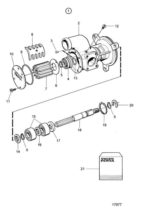 Схема узла Sea Water Pump, Components: 3826296 Для Volvo Penta Tamd74A-A