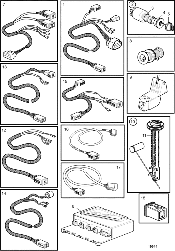 Схема узла Control Unit And Cables, Evc-A Для Volvo Penta D3-130A-A
