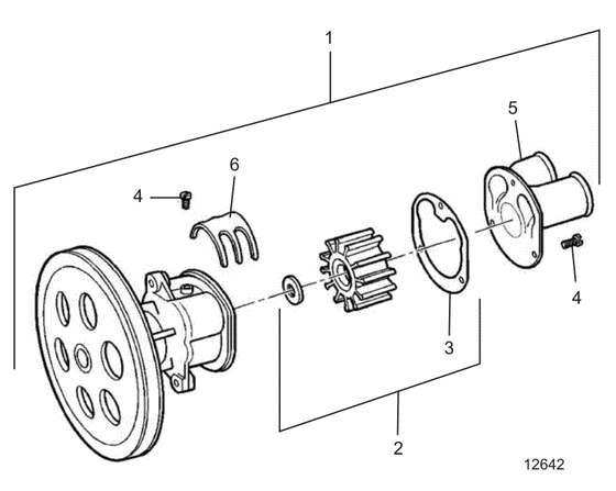 Схема узла Seawater Pump Для Volvo Penta 7.4Glpncs