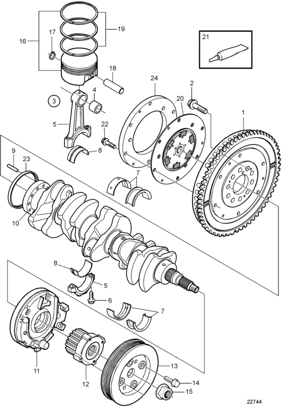 Схема узла Crank Mechanism Для Volvo Penta D3-130I-A
