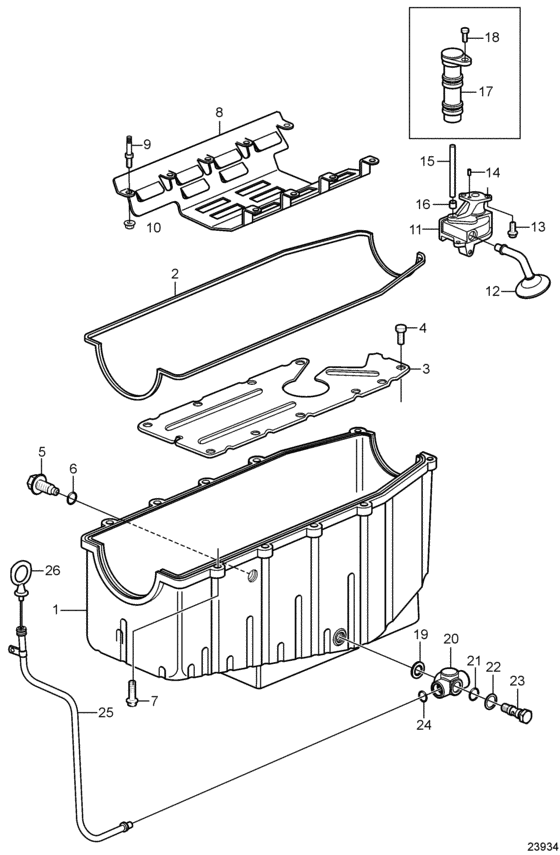 Схема узла Oil Pan And Oil Pump Для Volvo Penta 8.1Gxie-J