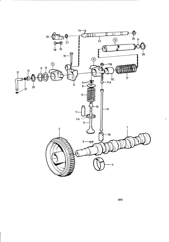 Схема узла Camshaft And Valve Mechanism Для Volvo Penta 2003Tb