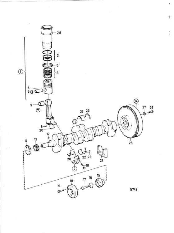 Схема узла Crankshaft And Related Parts: B Для Volvo Penta Td120Arc