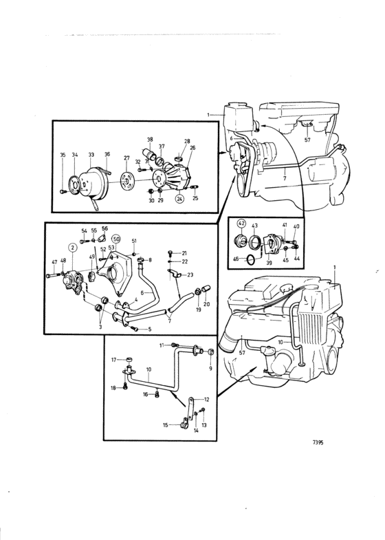 Схема узла Cooling System, Induction- And Exhaust Manifold Для Volvo Penta Aq125B