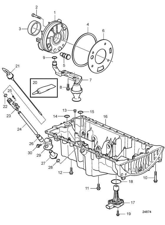 Схема узла Lubricating System Для Volvo Penta D3-170I-D