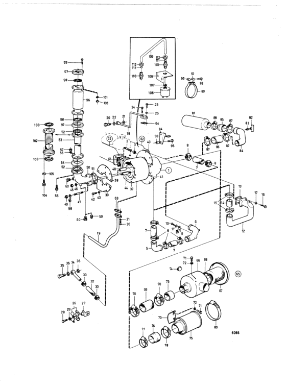 Схема узла Induction And Exhaust System Для Volvo Penta Tmd100A