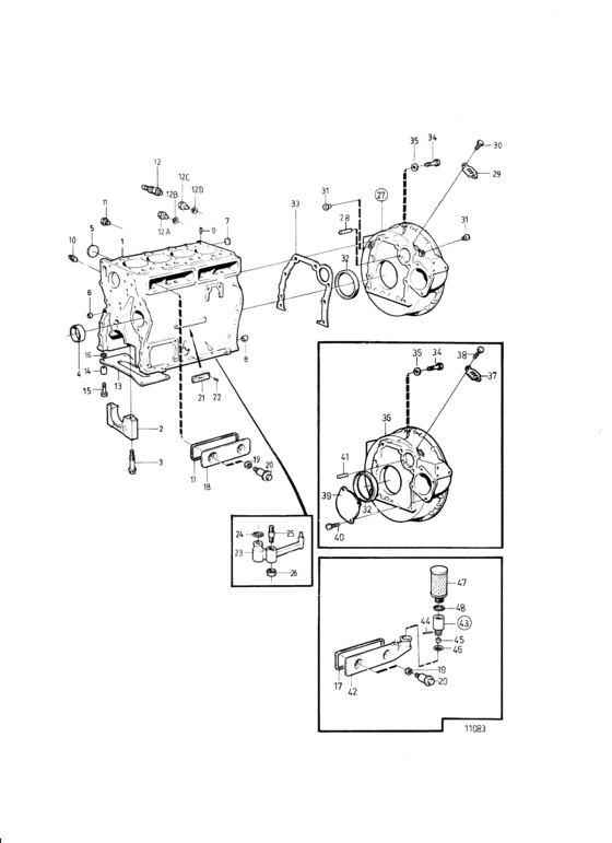 Схема узла Cylinder Block And Flywheel Casing: D Для Volvo Penta Ad31B