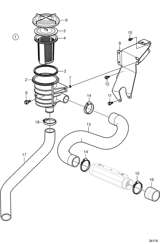 Схема узла Seawater Strainer Для Volvo Penta 8.1Ipsce-Mf