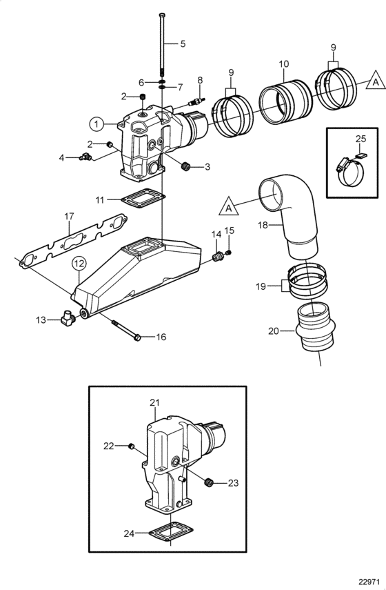 Схема узла Выхлоп Для Volvo Penta 5.7Gxii-D