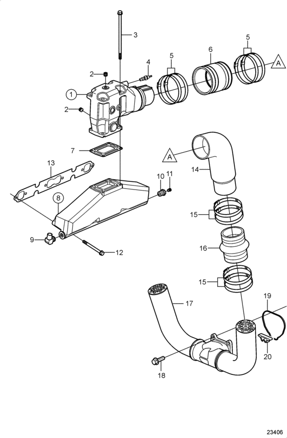 Схема узла Выхлоп Для Volvo Penta 5.0Gl-H