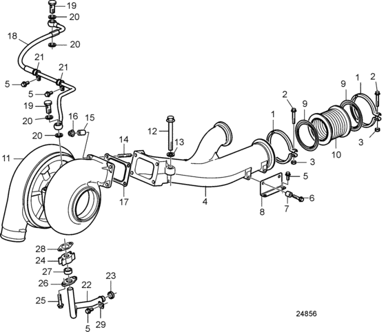Схема узла Turbocharger, Rear Для Volvo Penta D13B-A Mp