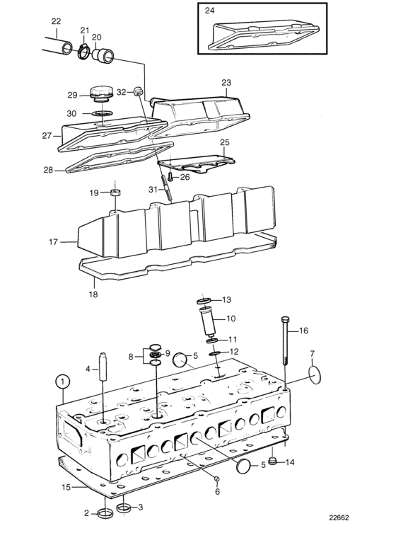 Схема узла Cylinder Head: B Для Volvo Penta Ad31P-A