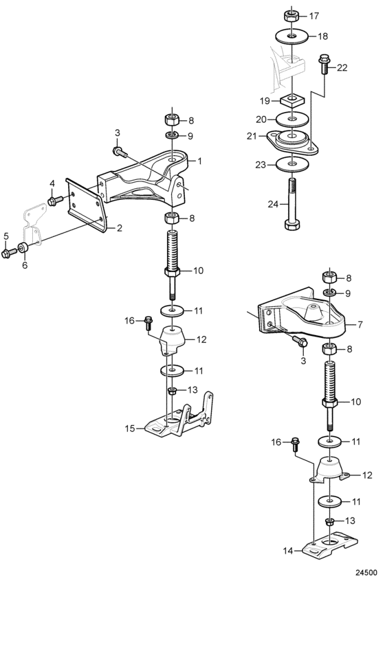 Схема узла Engine Mounts Для Volvo Penta 3.0Gxic-J