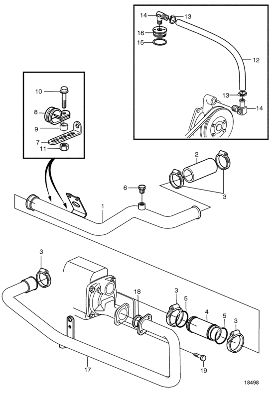 Схема узла Keel Cooling, One Circuit Для Volvo Penta Tamd74A-B