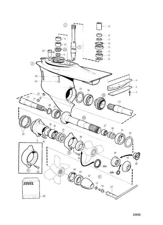 Схема узла Gear Housing, Lower Для Volvo Penta Dp-E