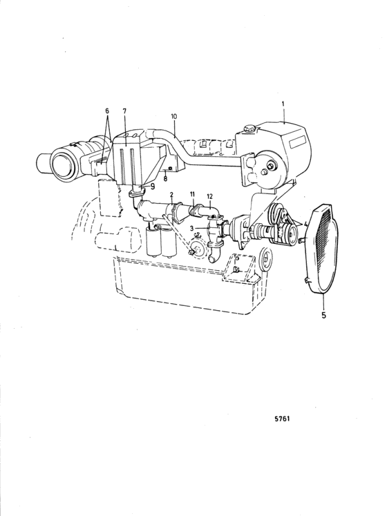 Схема узла Cooling System, Induction And Exhaust Manifold Для Volvo Penta Tad120Bhc