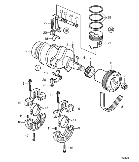 Схема узла Crank Mechanism Для Volvo Penta D1-13B