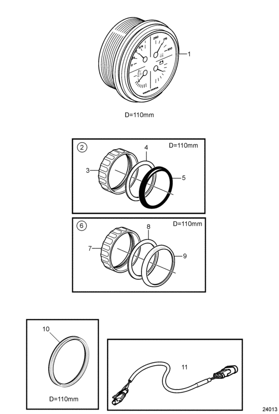 Схема узла Gauges, 4-In-1, Evc Для Volvo Penta 5.7Gxice-Jf