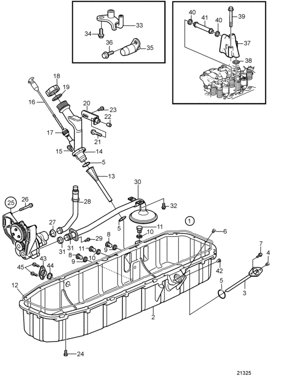 Схема узла Lubricating System With Shallow Oil Sump Для Volvo Penta D12C-A Mp