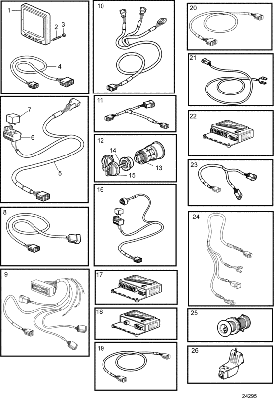 Схема узла Control Unit And Cables, Evc-C Для Volvo Penta D6-280A-B