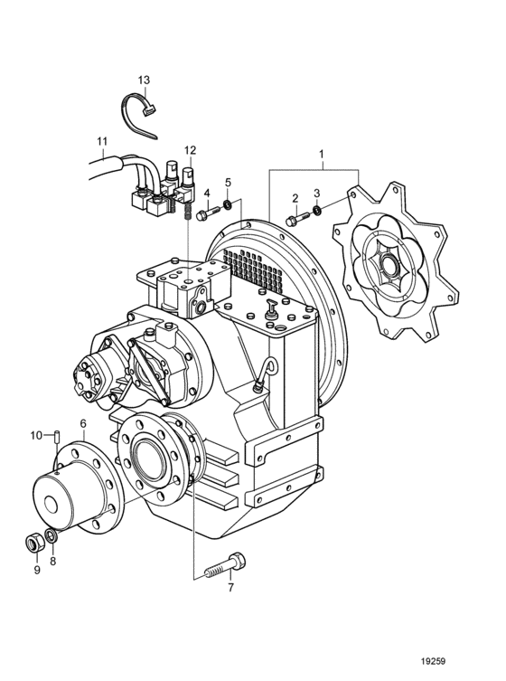 Схема узла Connecting Components Twin Disc Mg5114Dc: B Для Volvo Penta D12D-C Mh