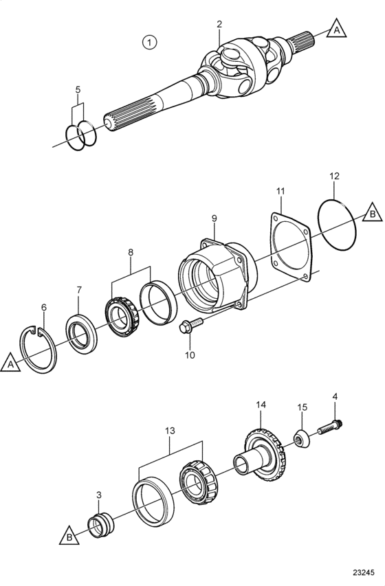 Схема узла U-Joint And Bearing Carrier Для Volvo Penta Sx-A